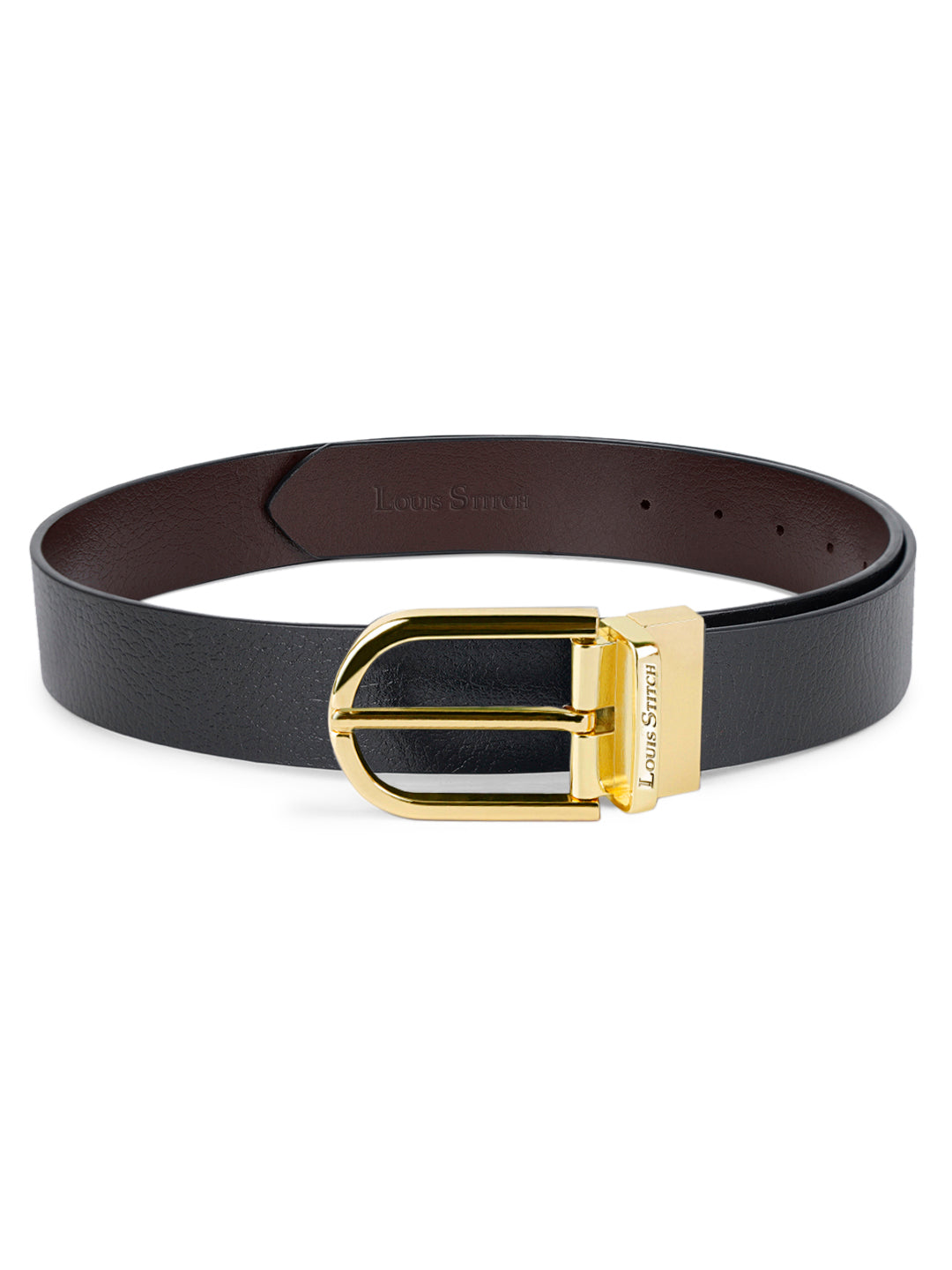 Men's Black & Brown Formal Italian Leather Reversible Belt For Men