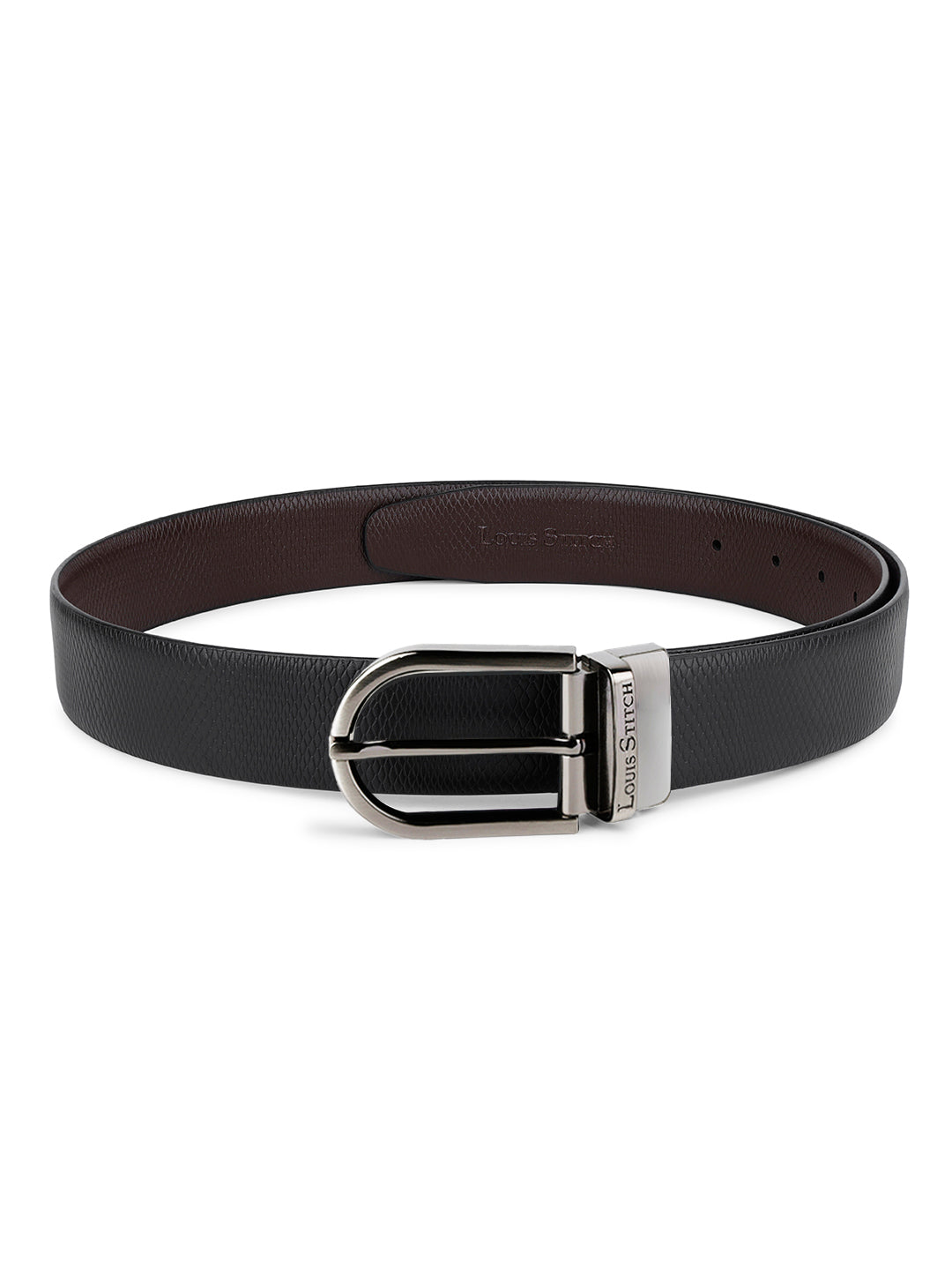 Men's Black & Brown Formal Italian Leather Reversible Belt For Men