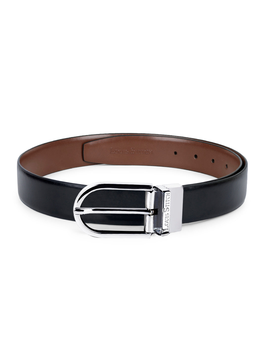 Men's Black & Brown Formal Italian Leather Reversible Belt For Men