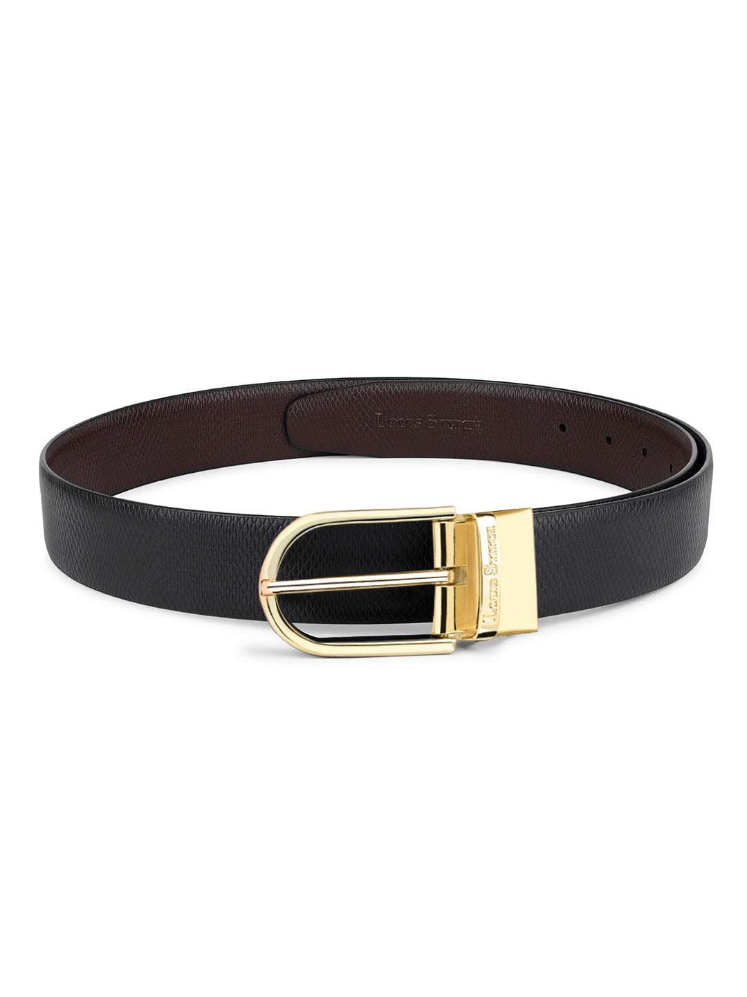 Men's Black & Brown Formal Italian Leather Reversible Belt For Men