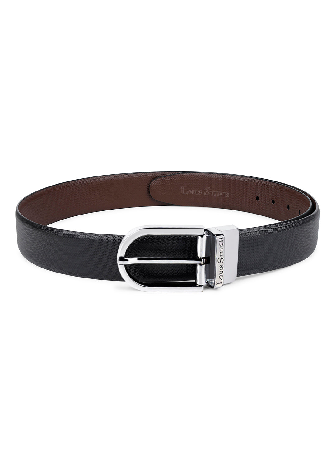 Men's Black & Brown Formal Italian Leather Reversible Belt For Men