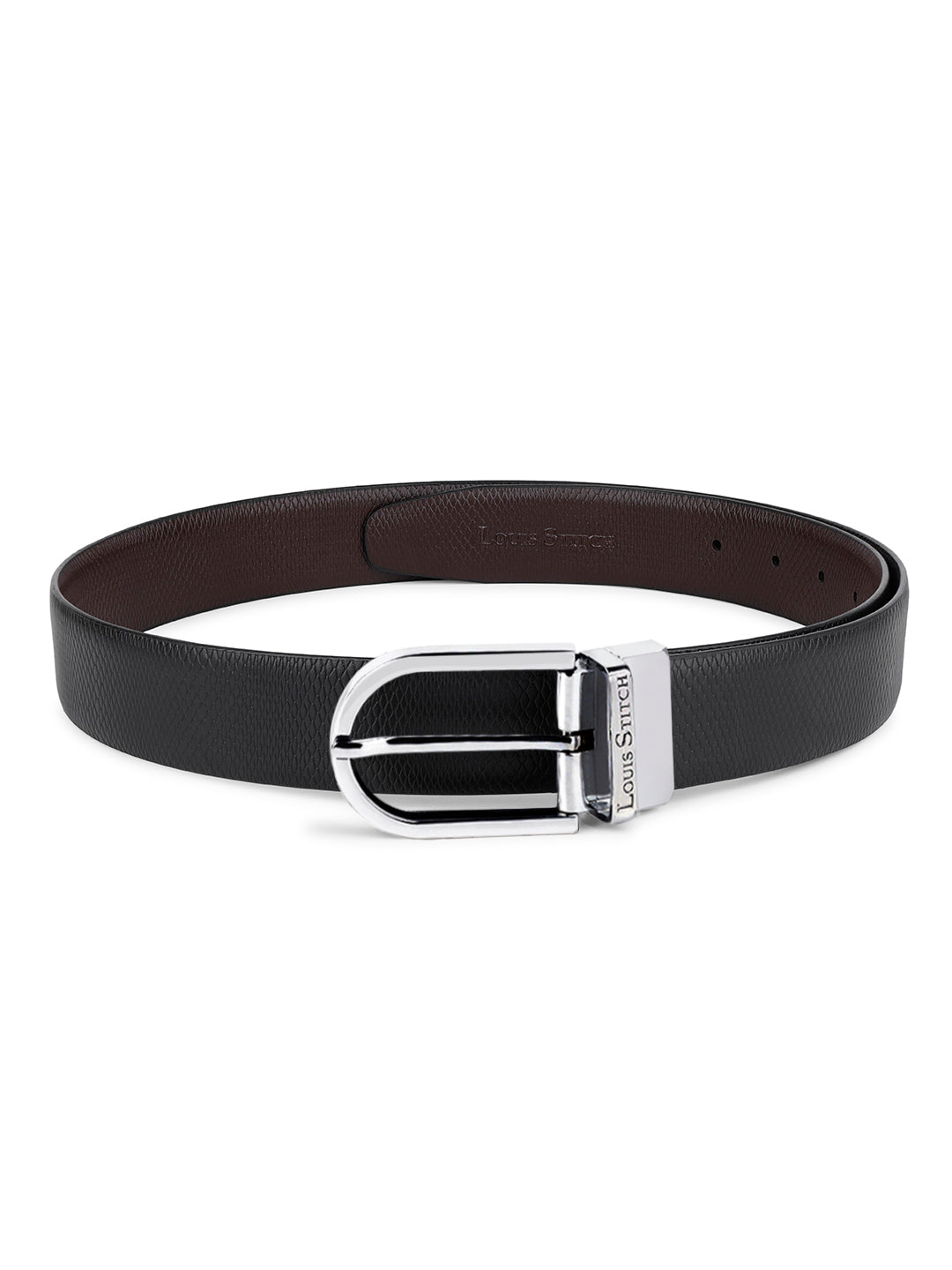 Men's Black & Brown Formal Italian Leather Reversible Belt For Men