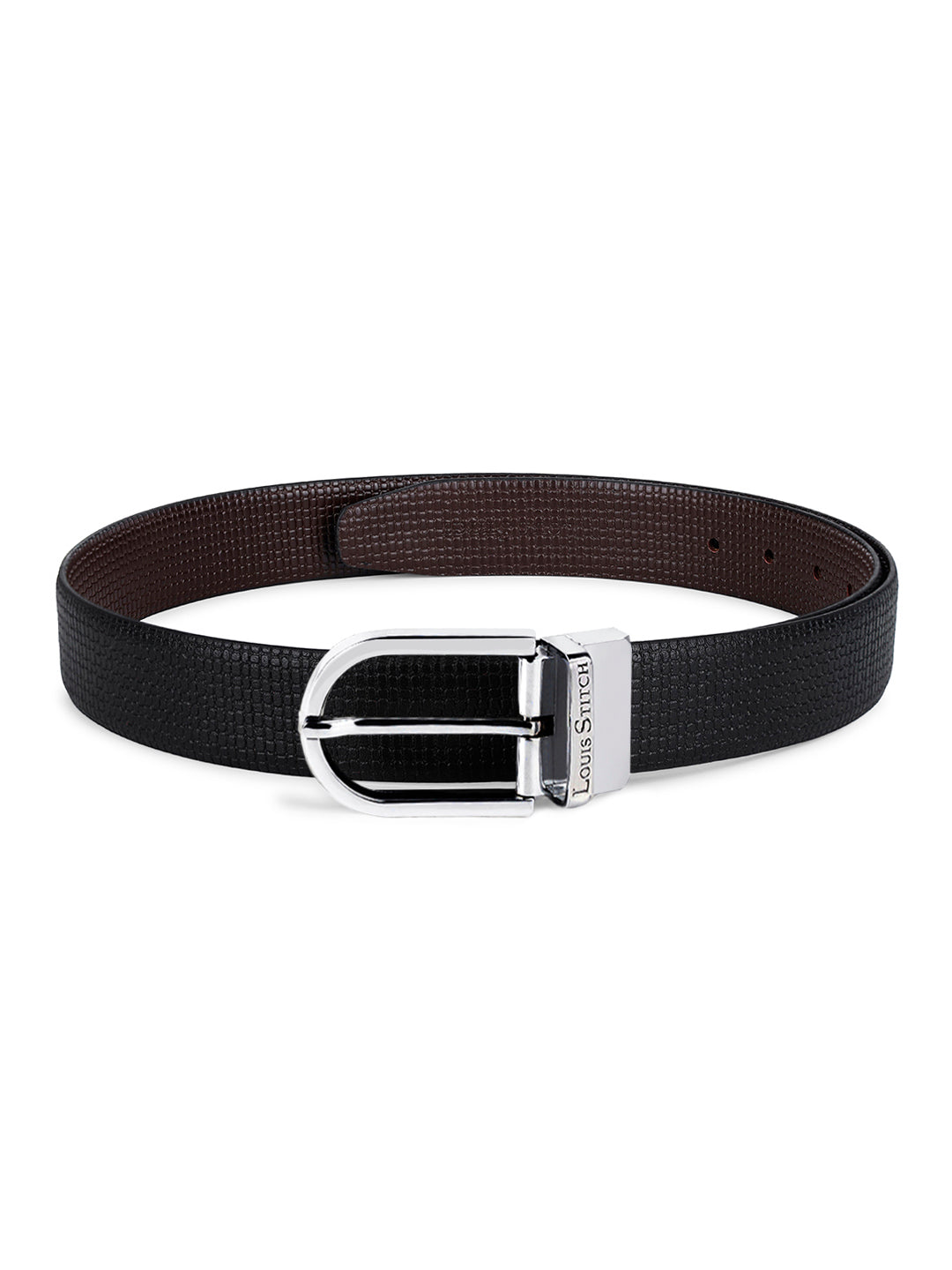 Men's Black & Brown Formal Italian Leather Reversible Belt For Men