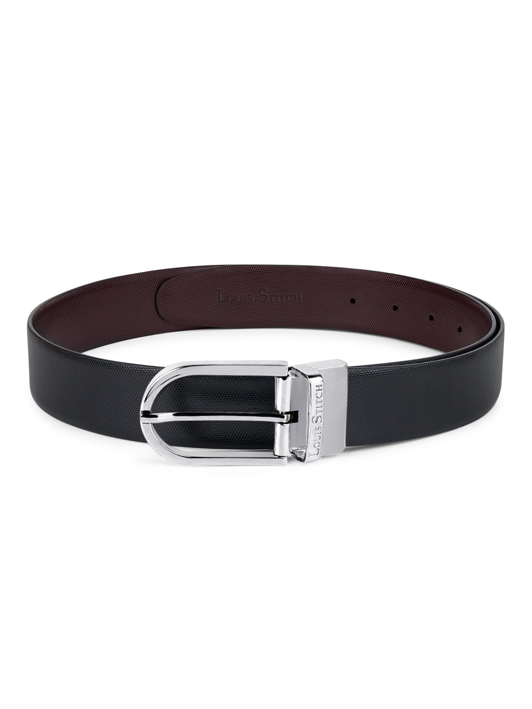 Men's Black & Brown Formal Italian Leather Reversible Belt For Men