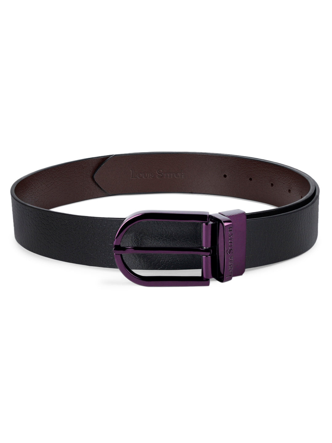 Men's Black & Brown Formal Italian Leather Reversible Belt For Men