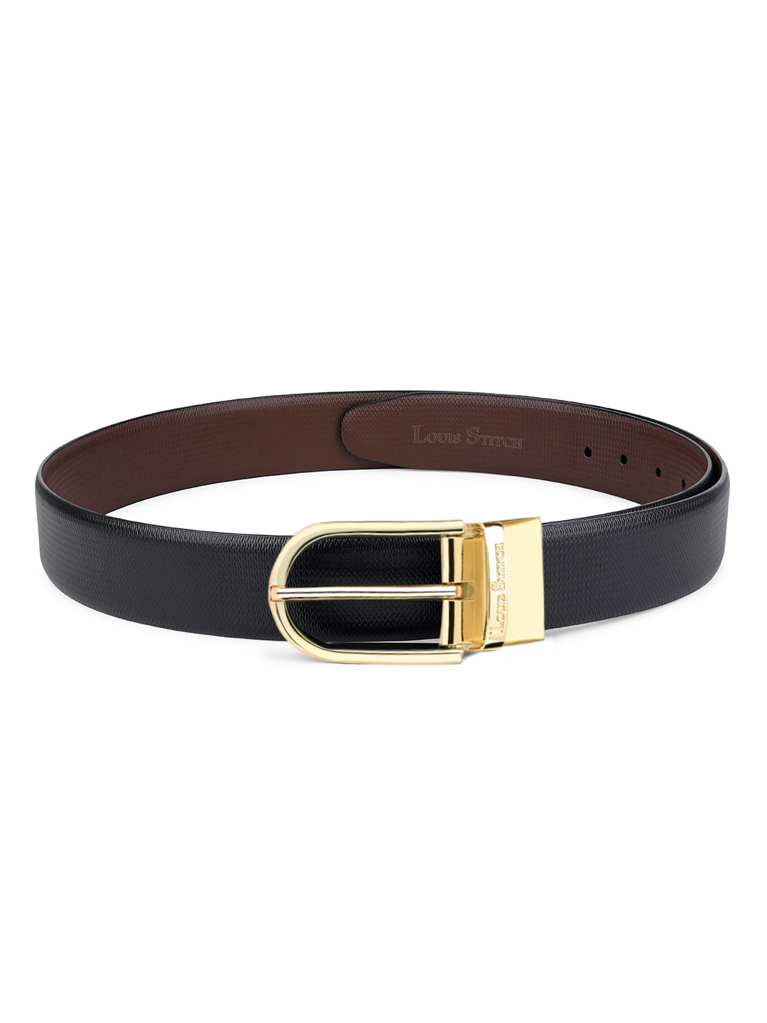 Men's Black & Brown Formal Italian Leather Reversible Belt For Men