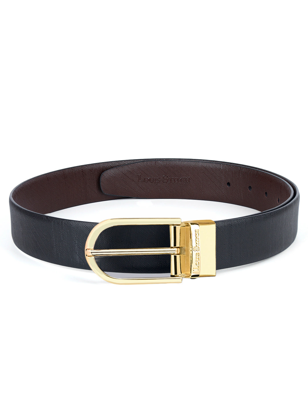 Men's Black & Brown Formal Italian Leather Reversible Belt For Men