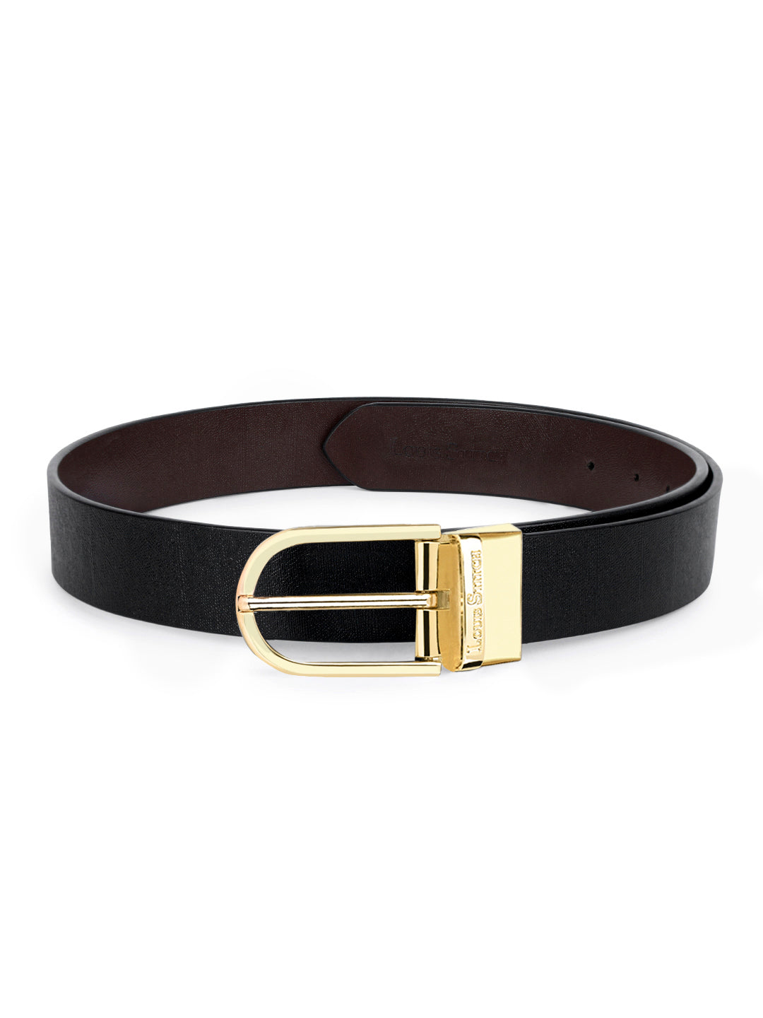 Men's Black & Brown Formal Italian Leather Reversible Belt For Men