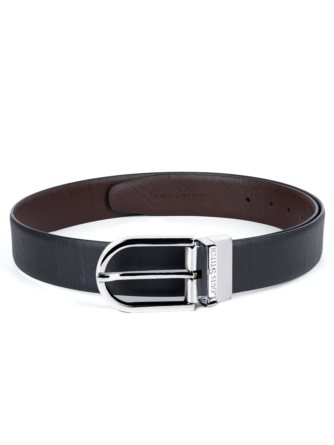 Men's Black & Brown Formal Italian Leather Reversible Belt For Men