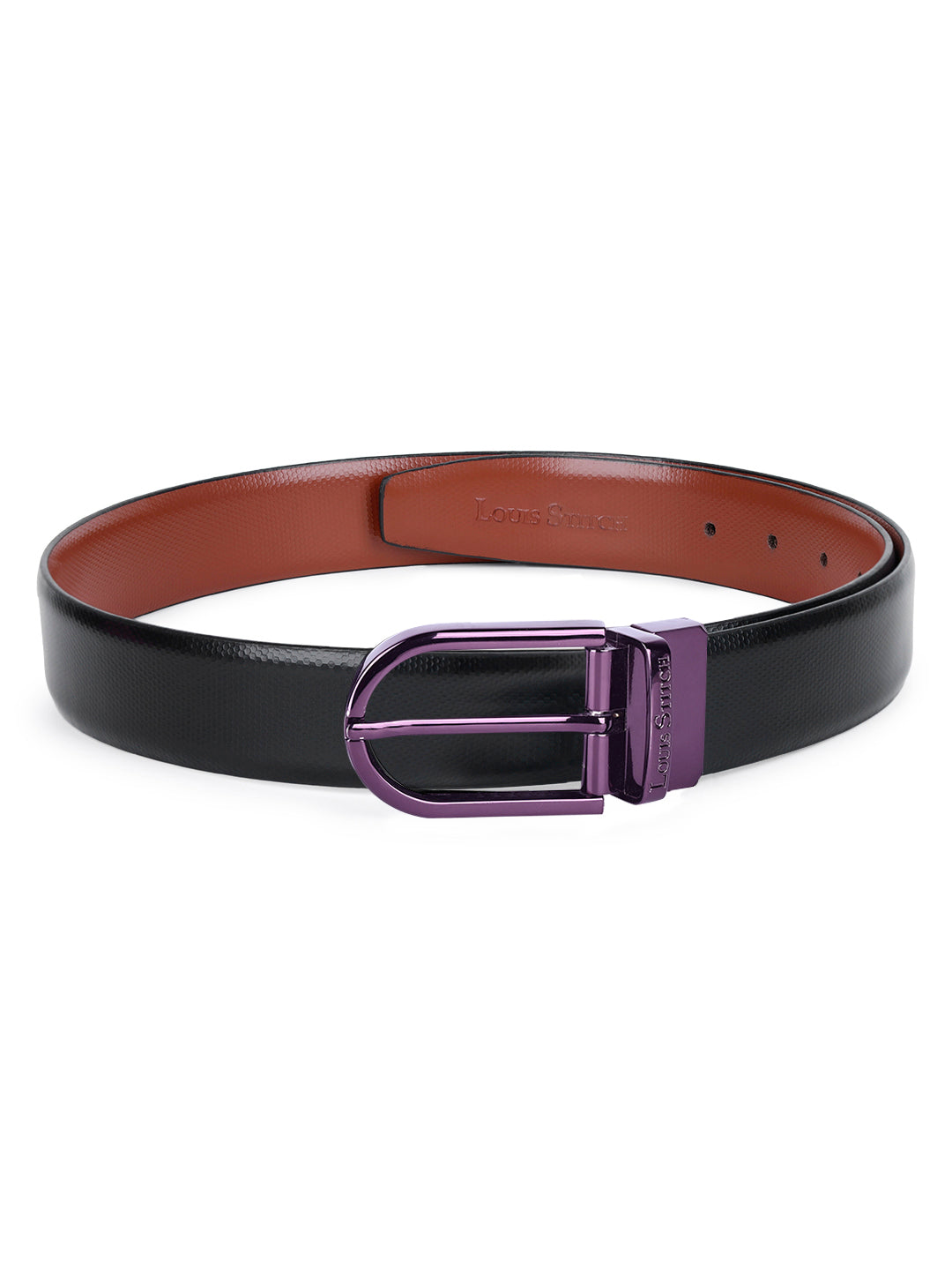 Men's Black & Brown Formal Italian Leather Reversible Belt For Men