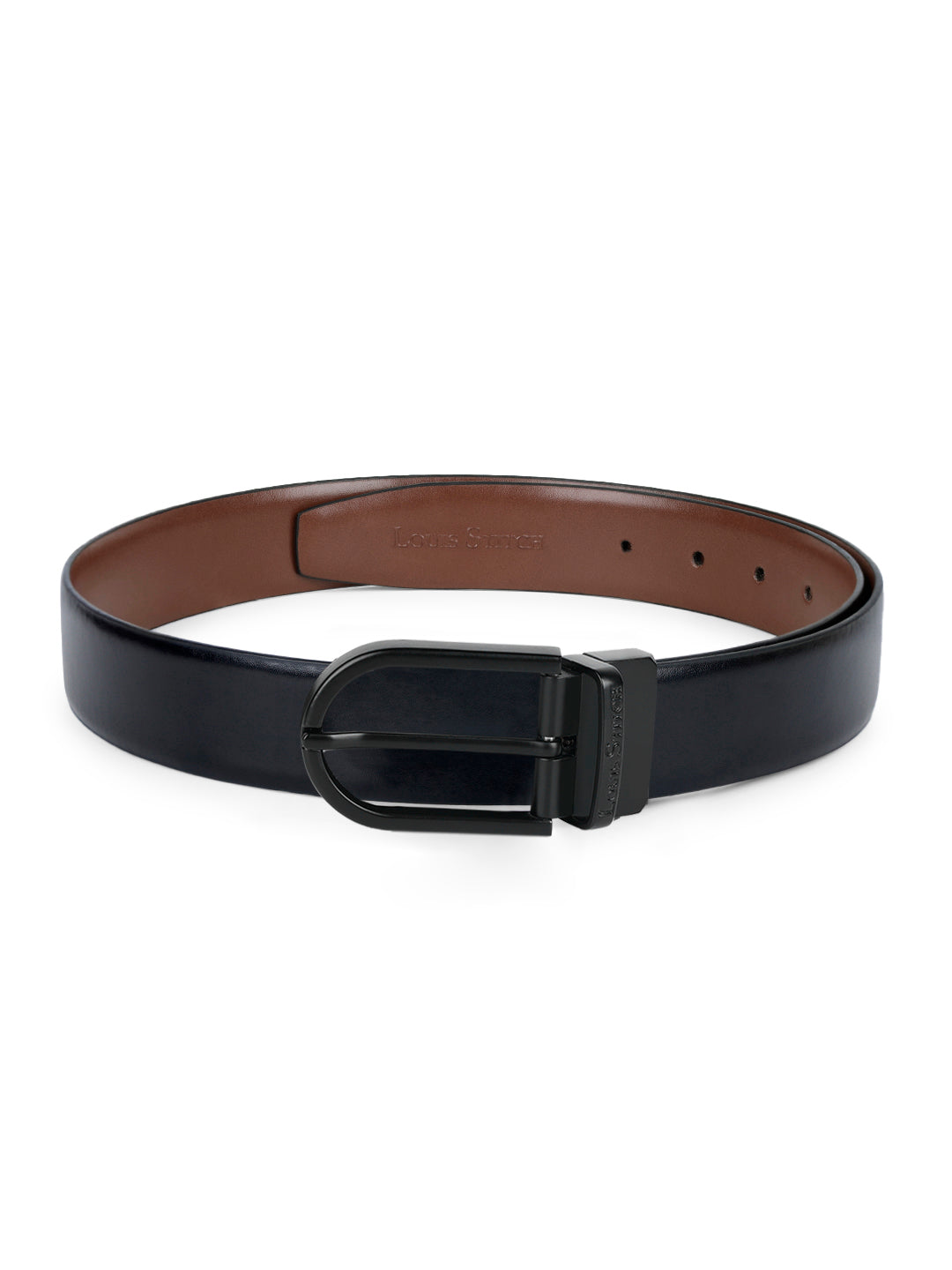 Men's Black & Brown Formal Italian Leather Reversible Belt For Men