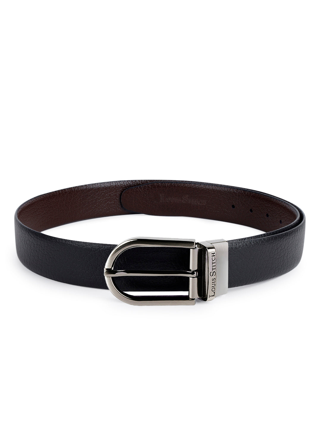 Men's Black & Brown Formal Italian Leather Reversible Belt For Men