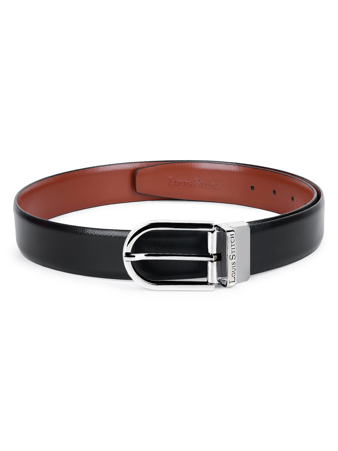 Men's Black & Brown Formal Italian Leather Reversible Belt For Men