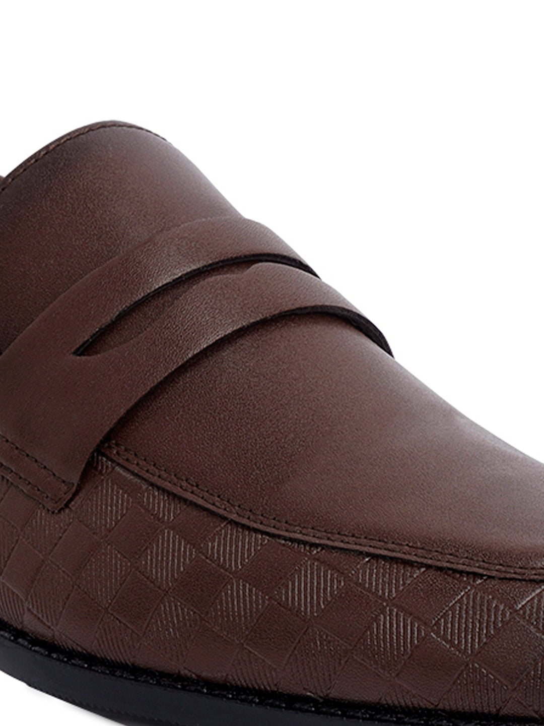 Brunette Brown Embossed Moccasins Slipons for Men