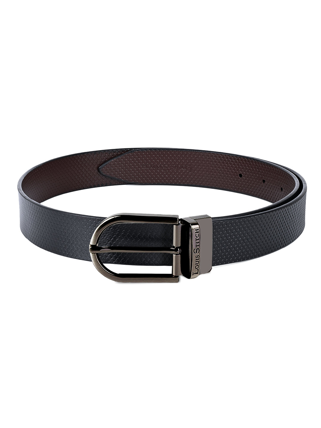 Men's Black & Brown Formal Italian Leather Reversible Belt For Men