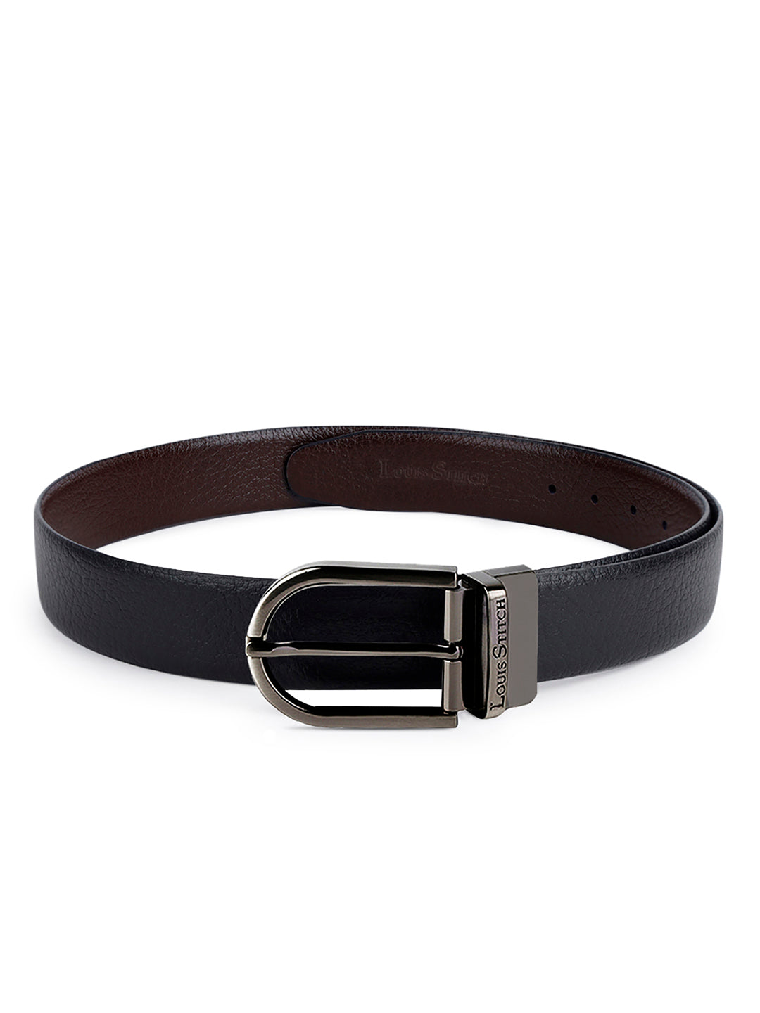 Men's Black & Brown Formal Italian Leather Reversible Belt For Men