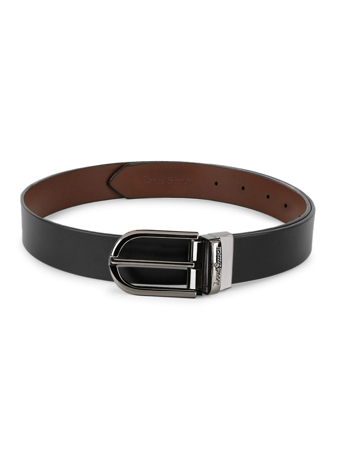 Men's Black & Brown Formal Italian Leather Reversible Belt For Men