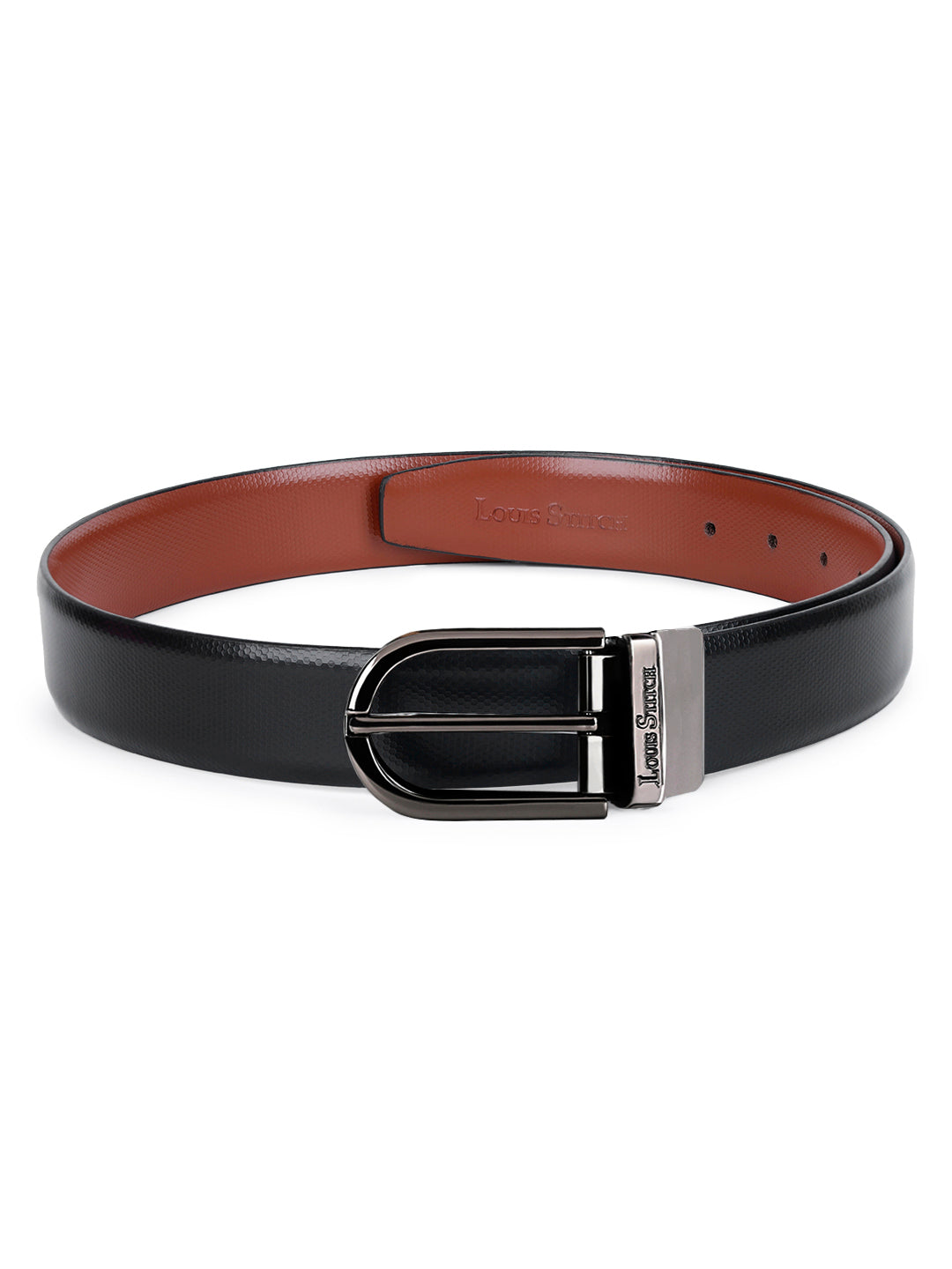 Men's Black & Brown Formal Italian Leather Reversible Belt For Men