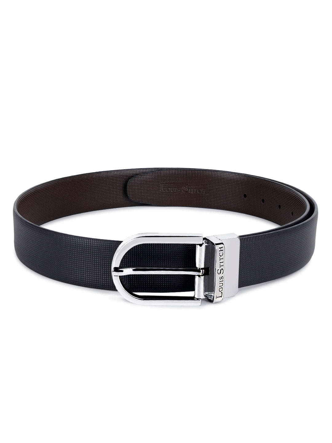 Men's Black & Brown Formal Italian Leather Reversible Belt For Men