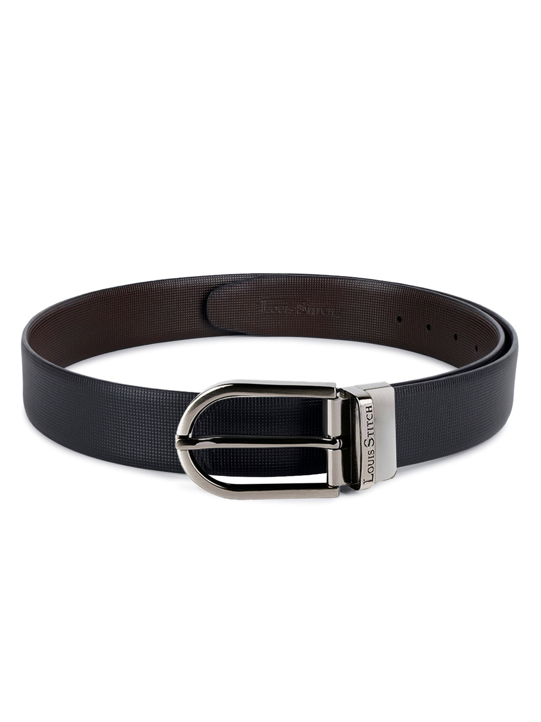 Men's Black & Brown Formal Italian Leather Reversible Belt For Men