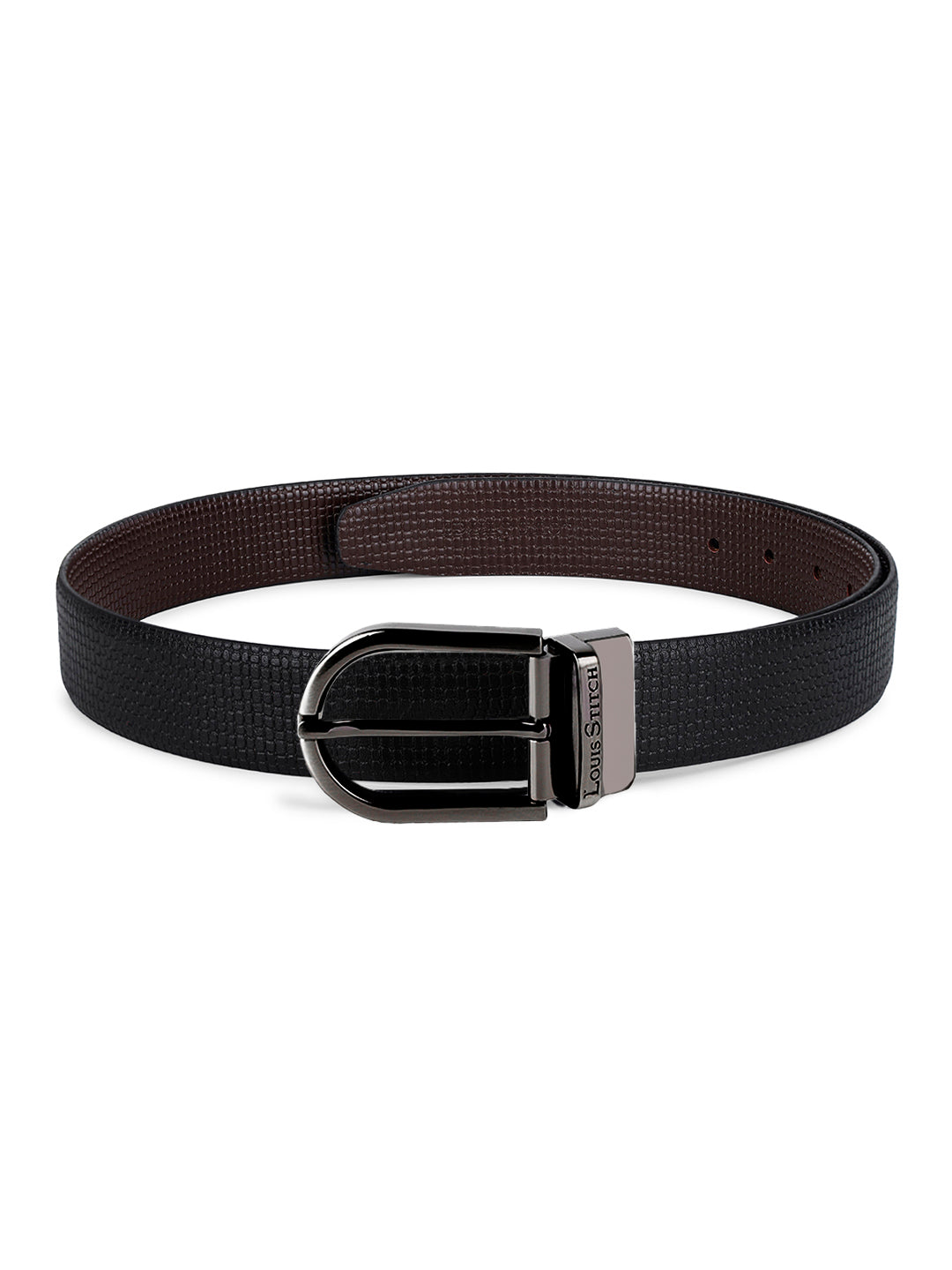 Men's Black & Brown Formal Italian Leather Reversible Belt For Men