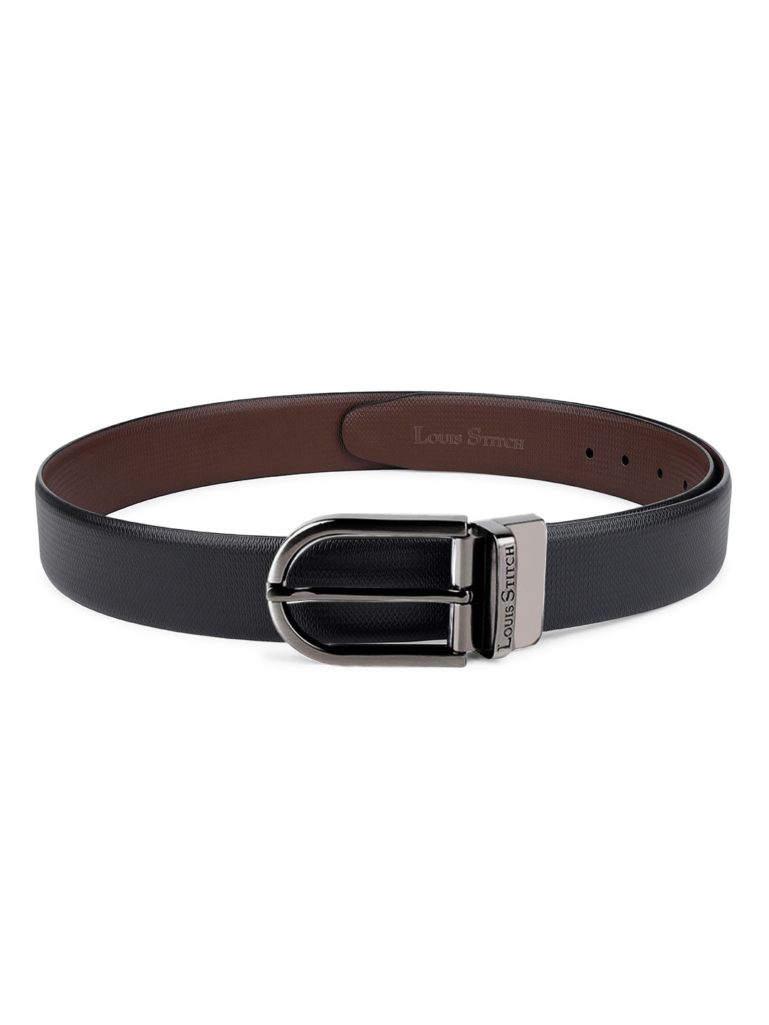 Men's Black & Brown Formal Italian Leather Reversible Belt For Men