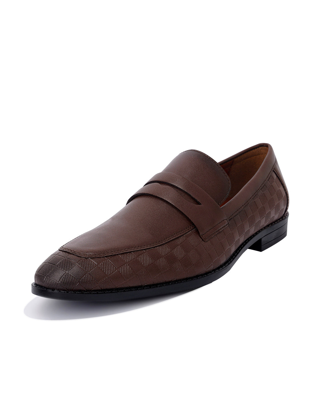 Brunette Brown Embossed Moccasins Slipons for Men