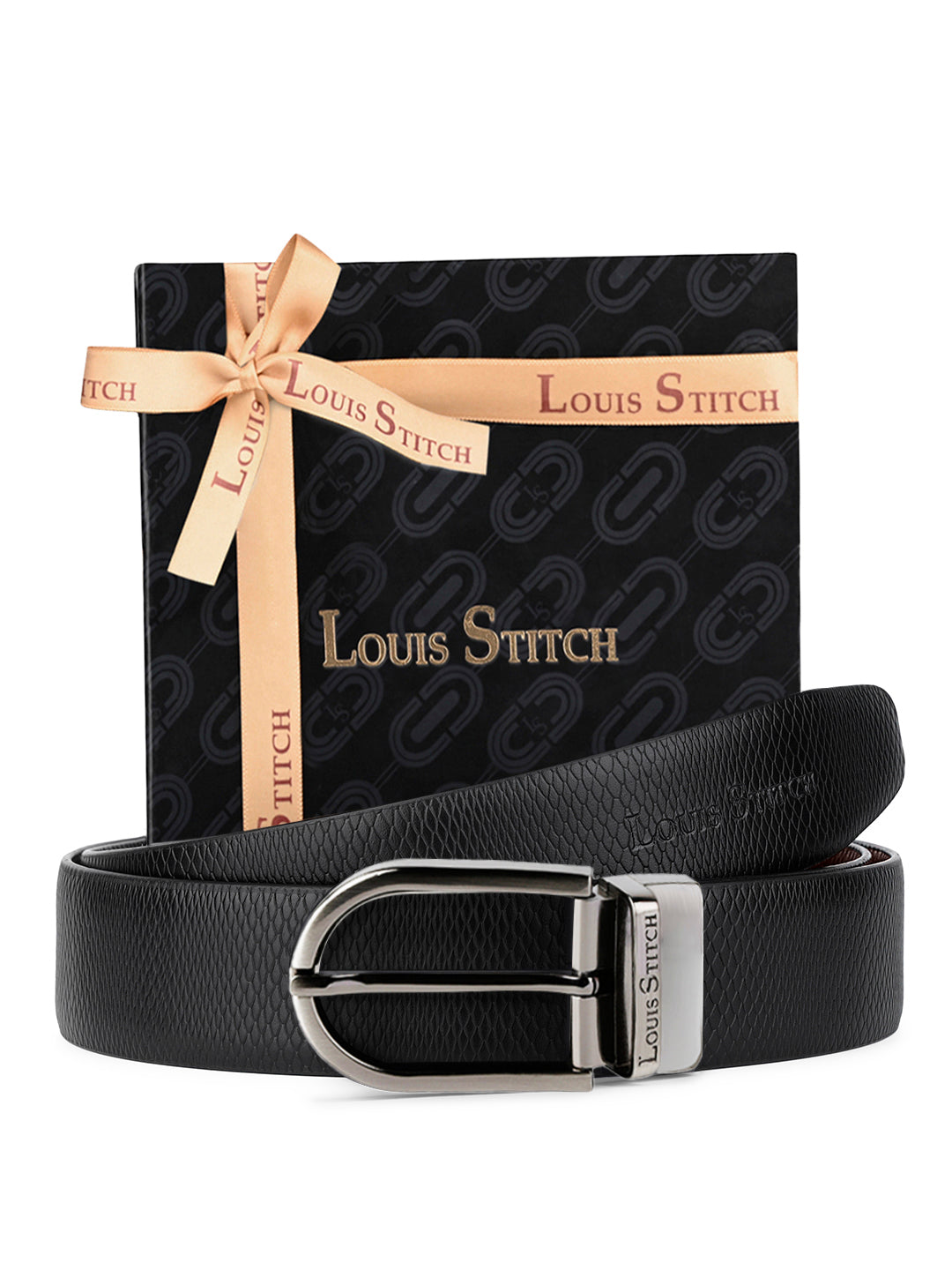 Men's Black & Brown Formal Italian Leather Reversible Belt For Men