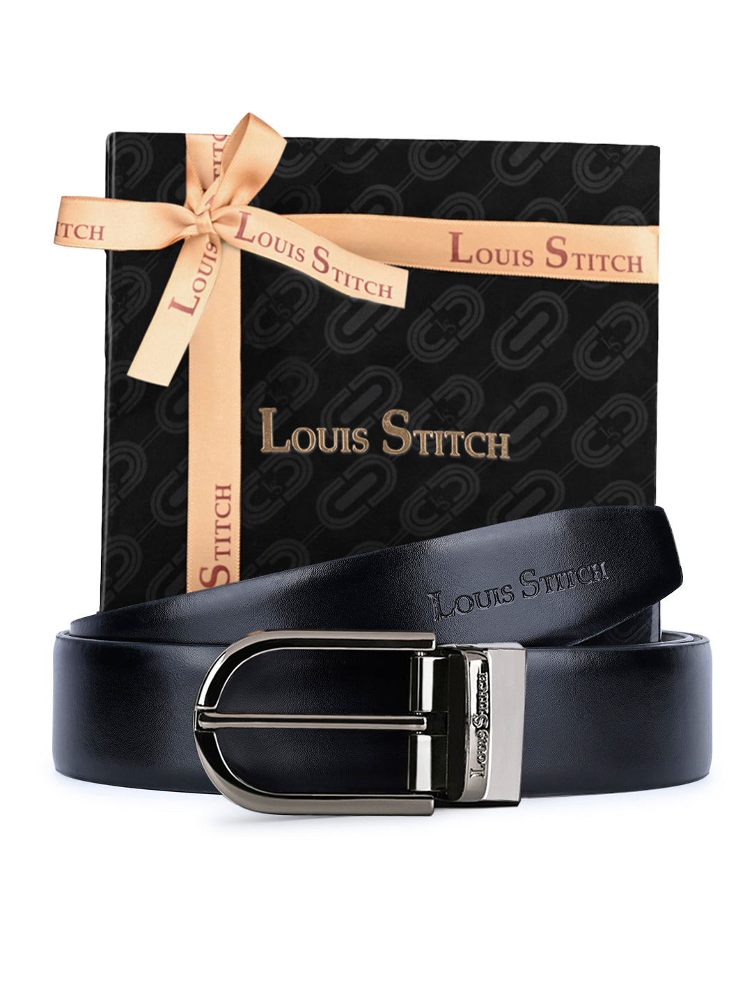 Men's Black & Brown Formal Italian Leather Reversible Belt For Men