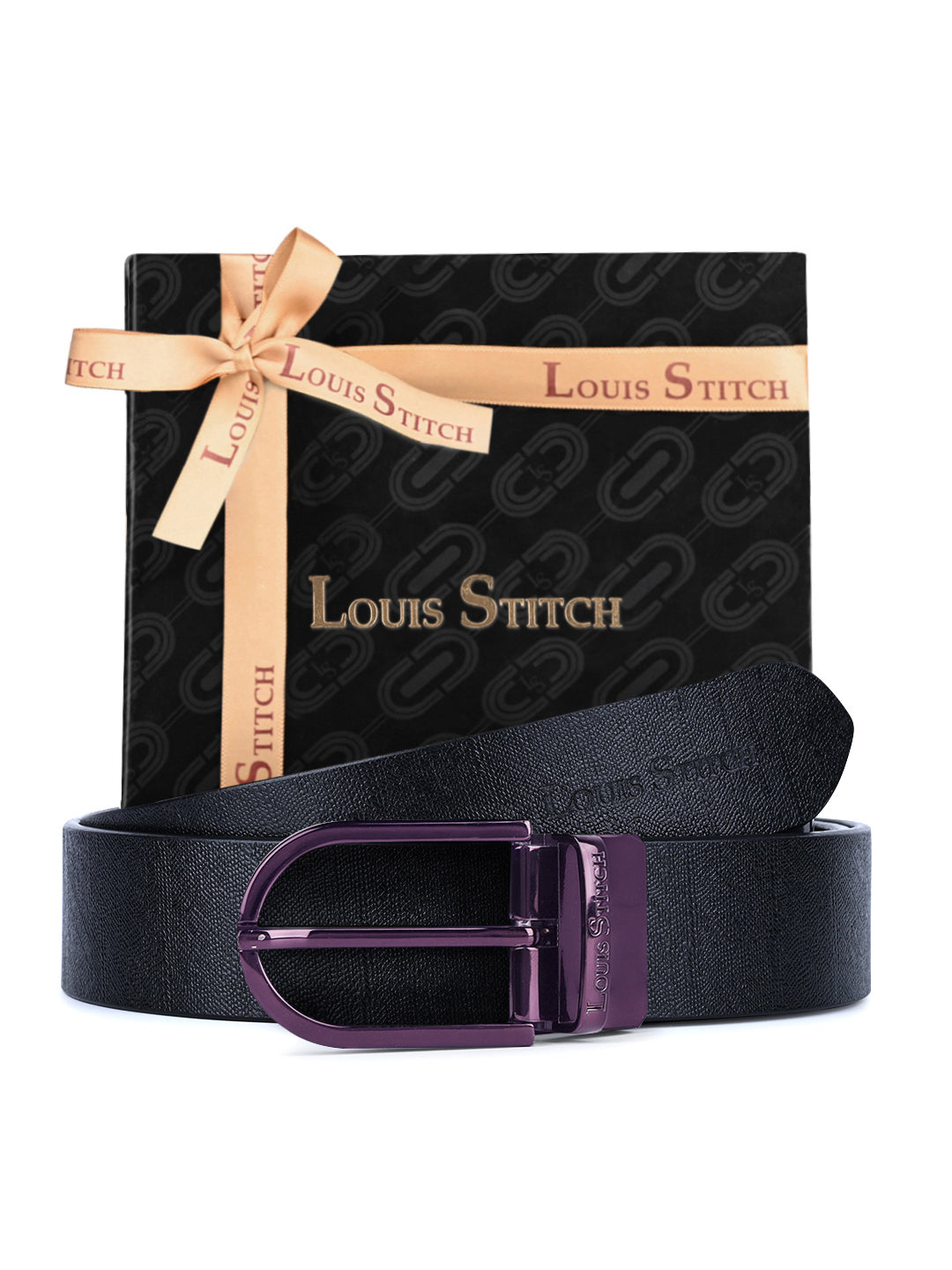 Men's Black & Brown Formal Italian Leather Reversible Belt For Men