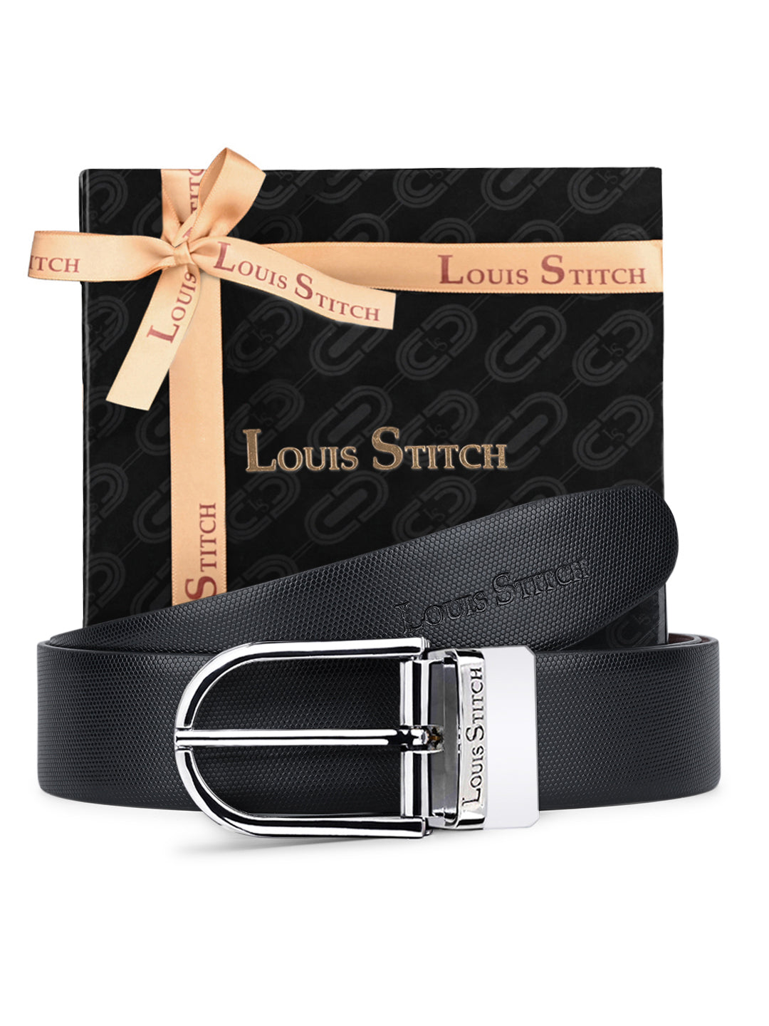 Men's Black & Brown Formal Italian Leather Reversible Belt For Men