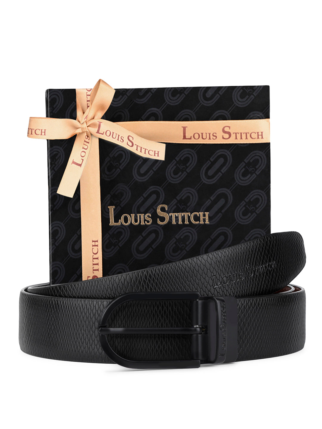 Men's Black & Brown Formal Italian Leather Reversible Belt For Men