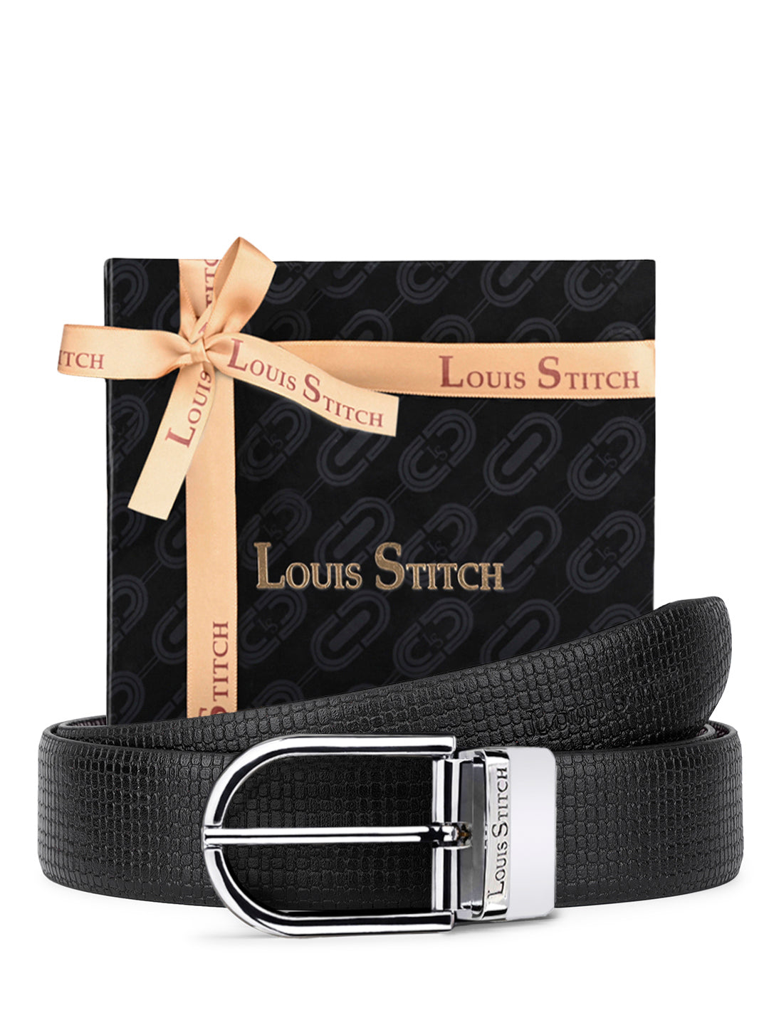 Men's Black & Brown Formal Italian Leather Reversible Belt For Men