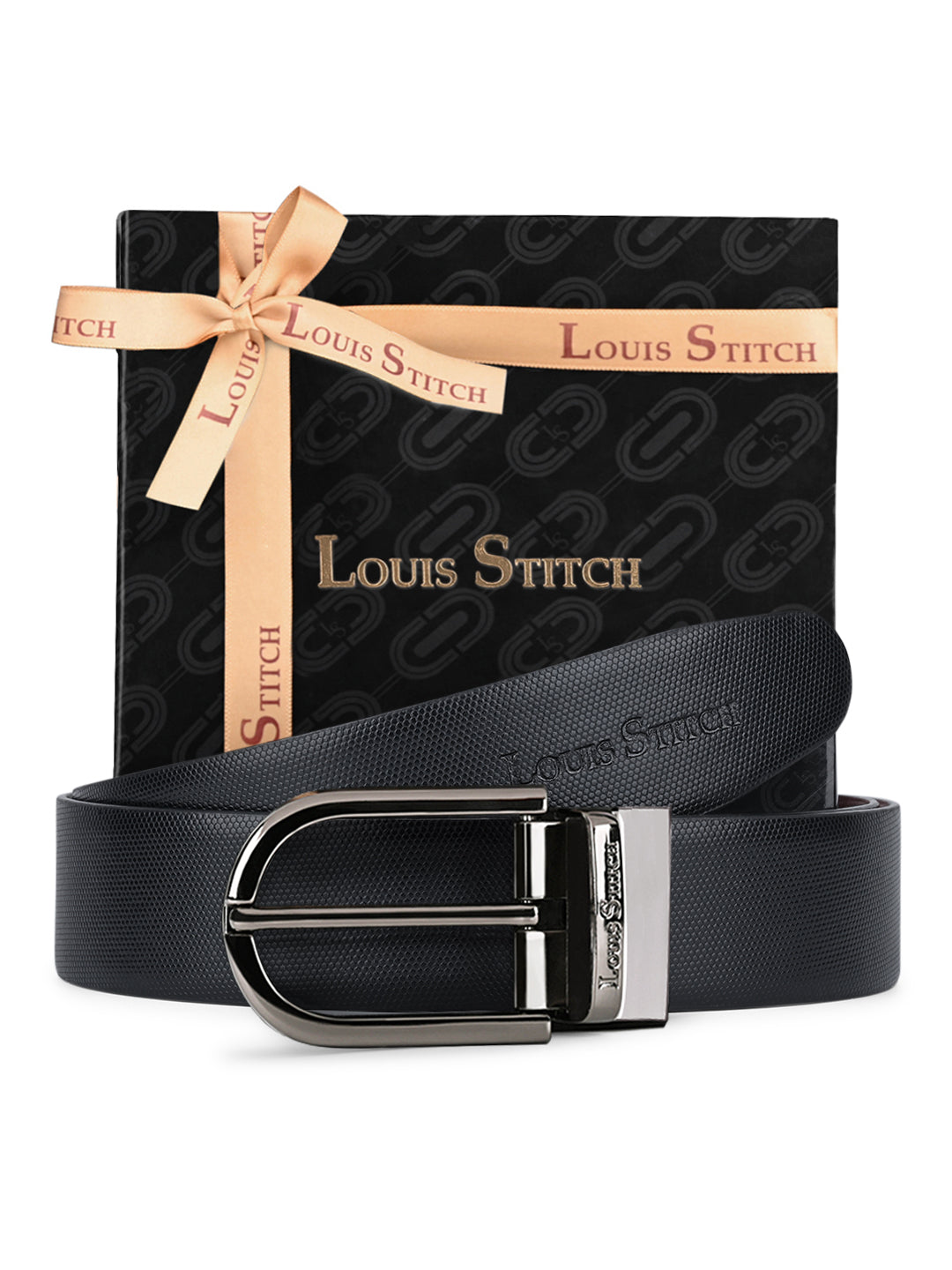 Men's Black & Brown Formal Italian Leather Reversible Belt For Men