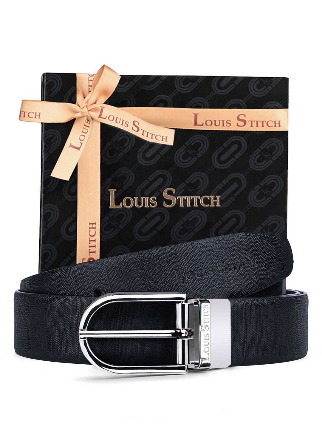 Men's Black & Brown Formal Italian Leather Reversible Belt For Men