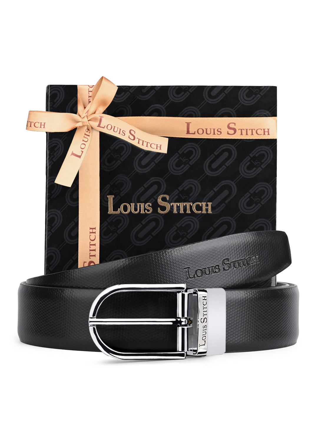 Men's Black & Brown Formal Italian Leather Reversible Belt For Men