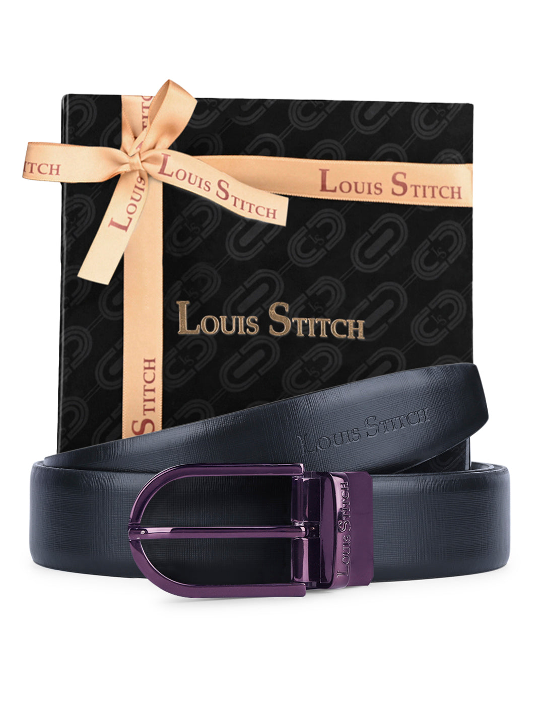 Men's Black & Brown Formal Italian Leather Reversible Belt For Men