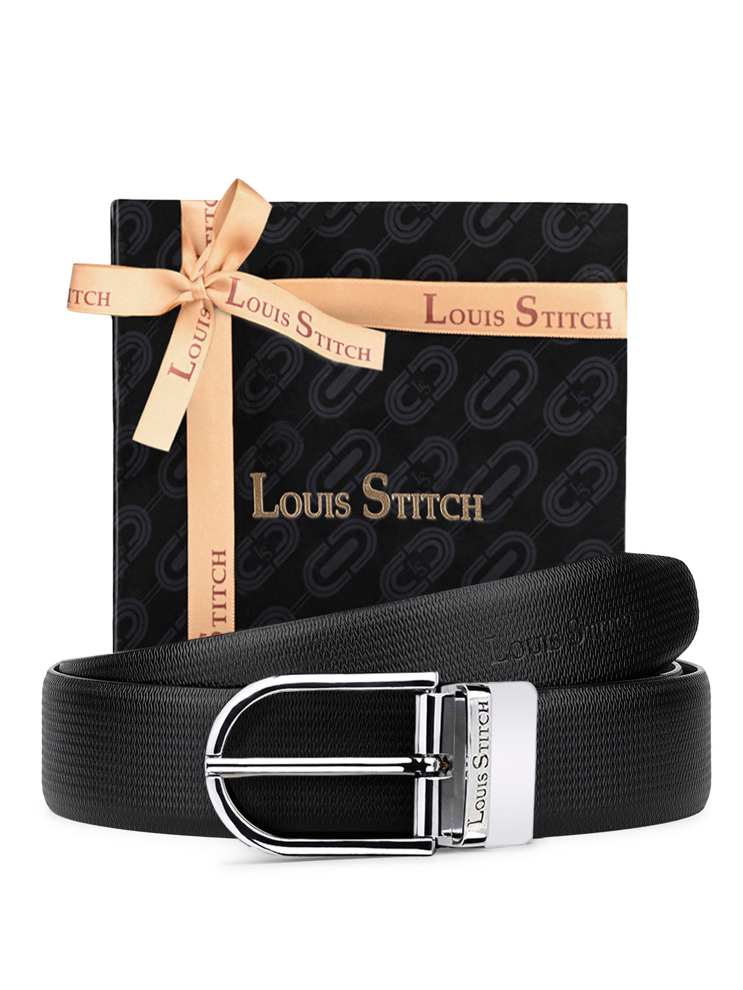 Men's Black & Brown Formal Italian Leather Reversible Belt For Men