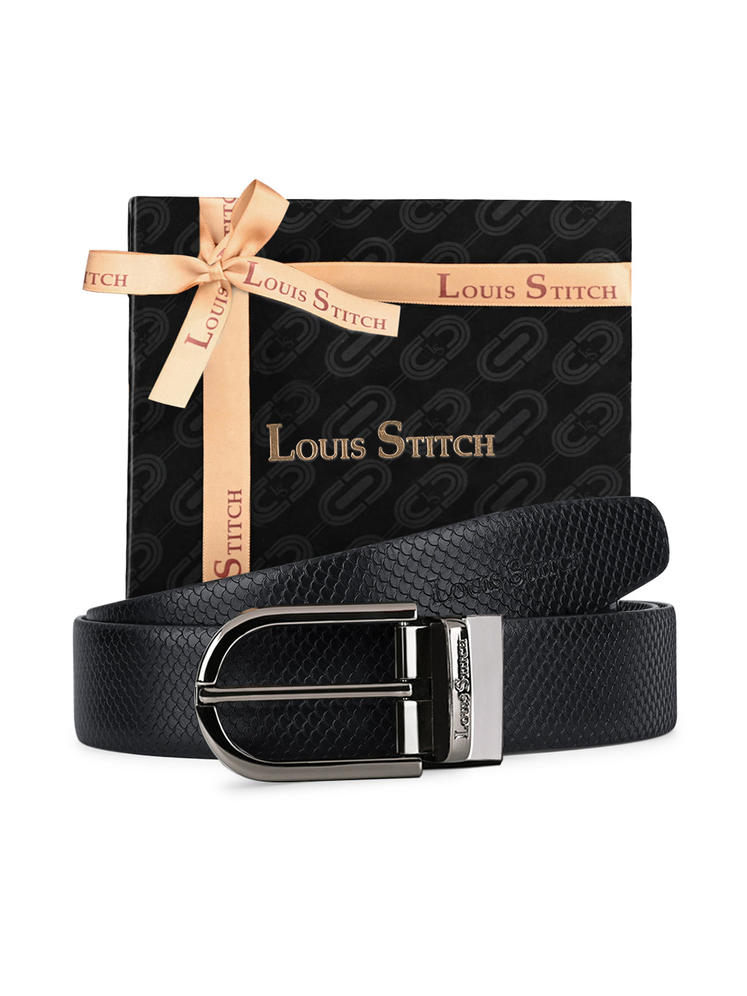 Men's Black & Brown Formal Italian Leather Reversible Belt For Men