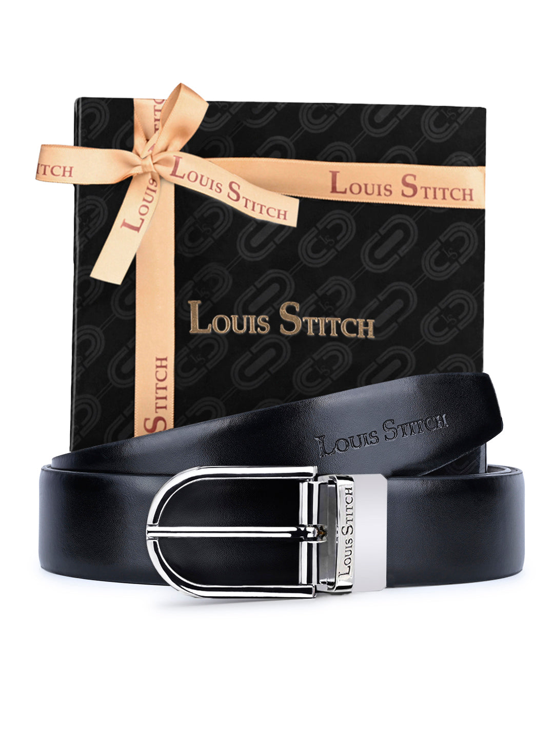 Men's Black & Brown Formal Italian Leather Reversible Belt For Men