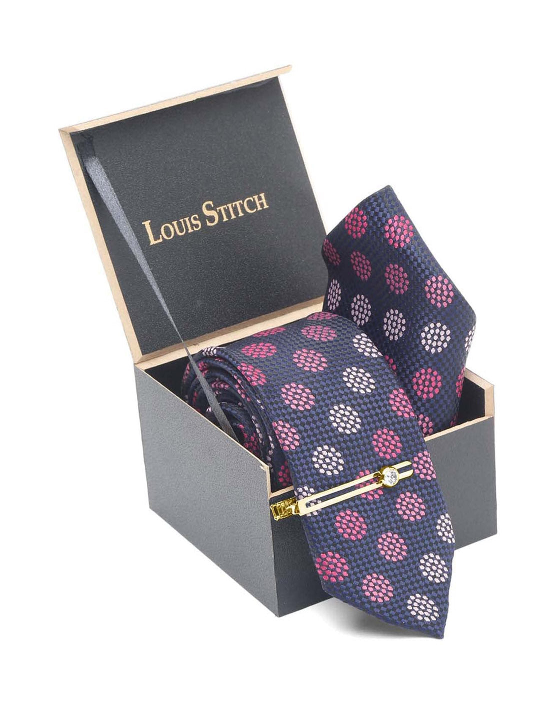 Multicolor Luxury Italian Silk Necktie Set With Pocket Square Gold Tie pin