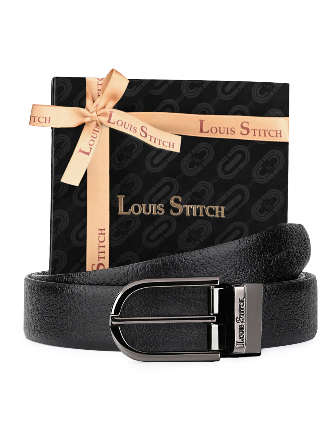 Men's Black & Brown Formal Italian Leather Reversible Belt For Men