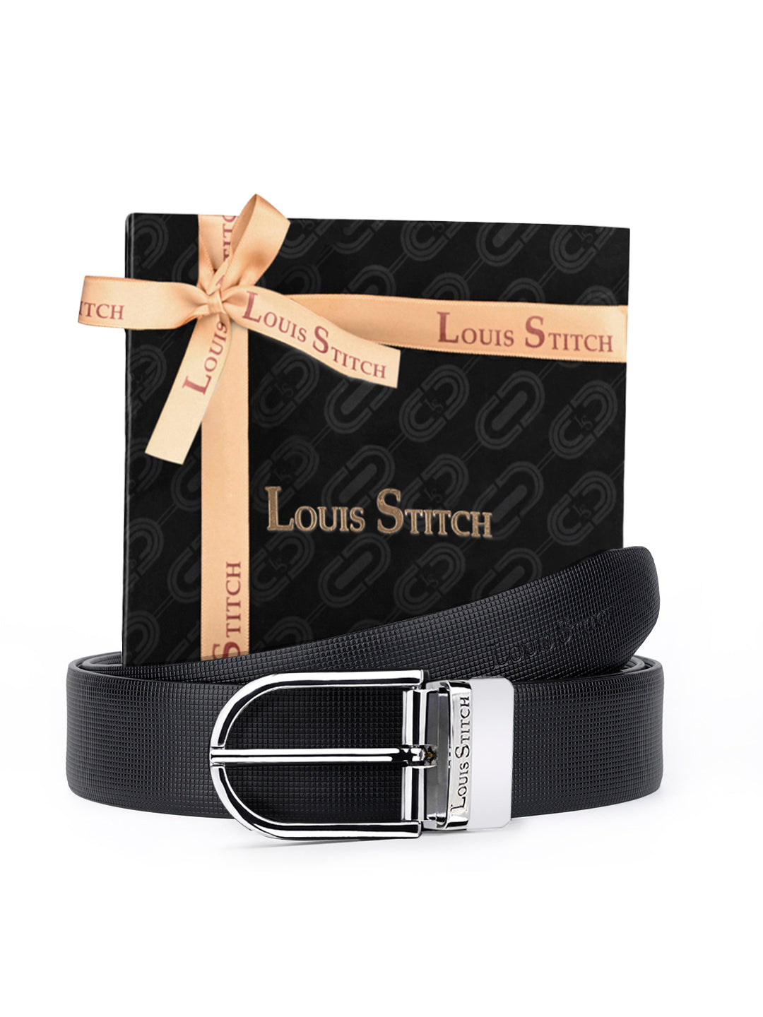 Men's Black & Brown Formal Italian Leather Reversible Belt For Men