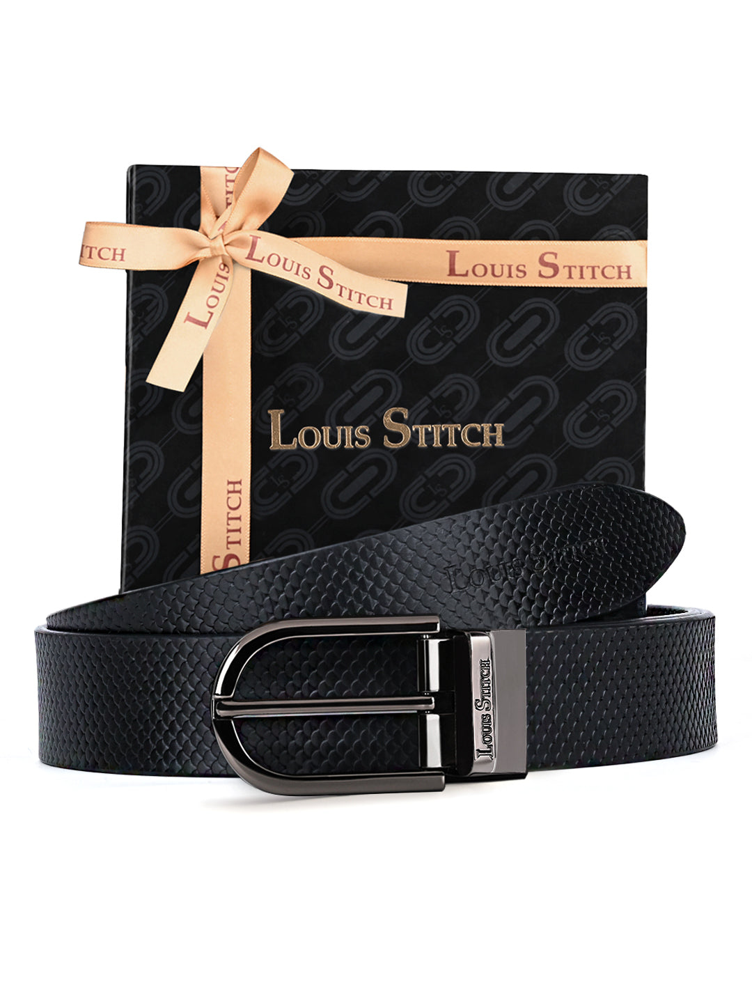 Men's Black & Brown Formal Italian Leather Reversible Belt For Men