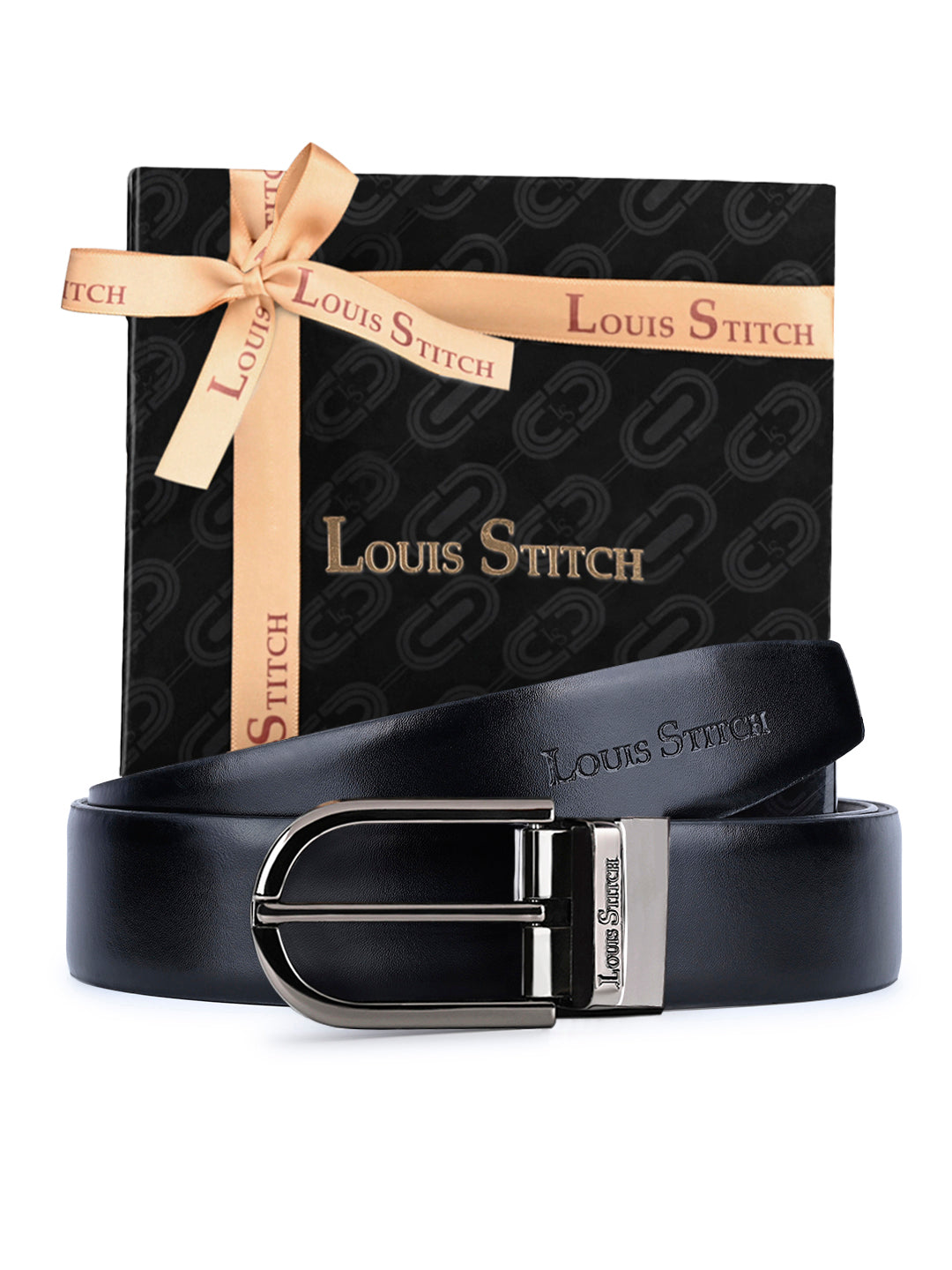 Men's Black & Brown Formal Italian Leather Reversible Belt For Men