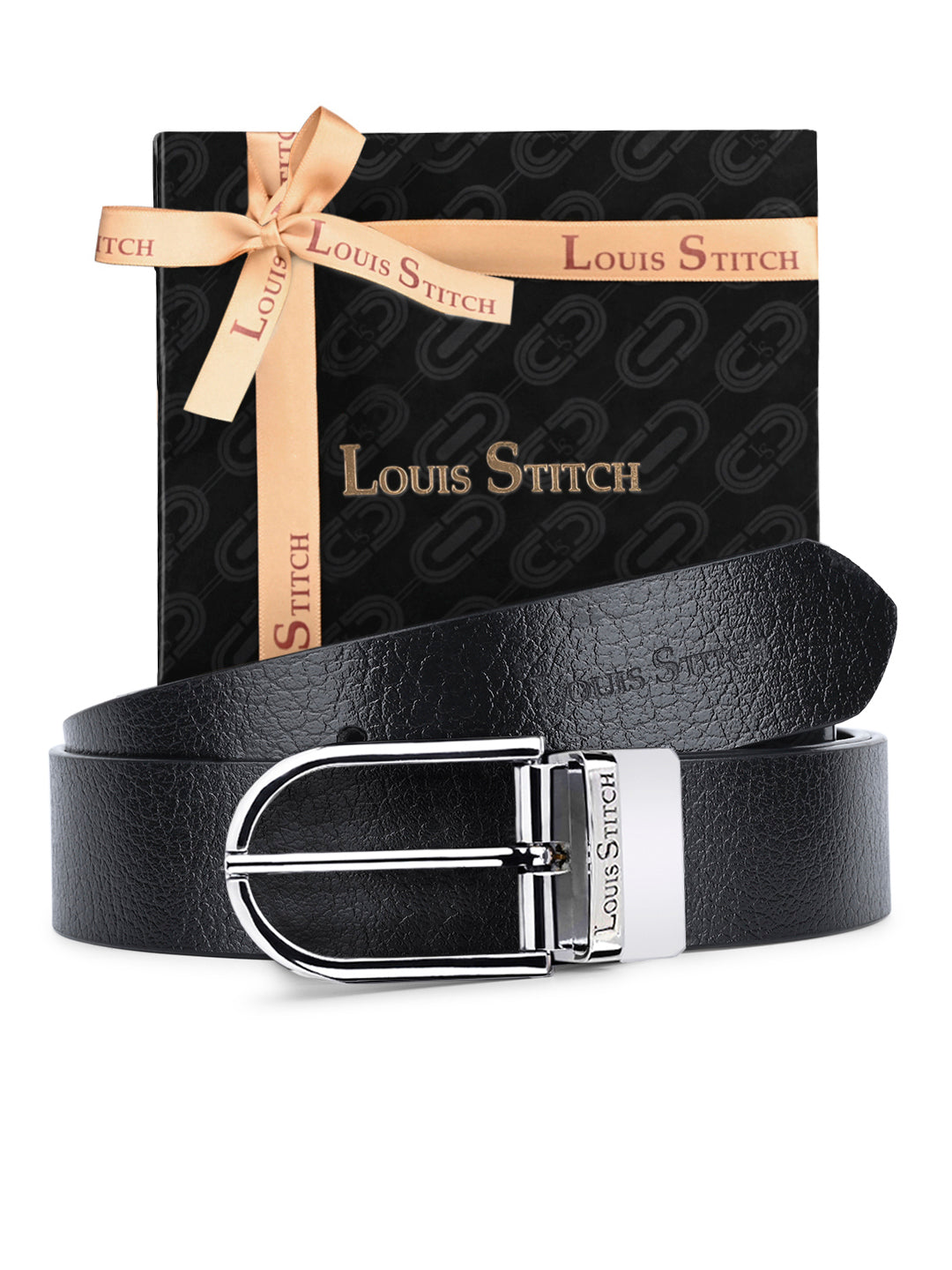 Men's Black & Brown Formal Italian Leather Reversible Belt For Men