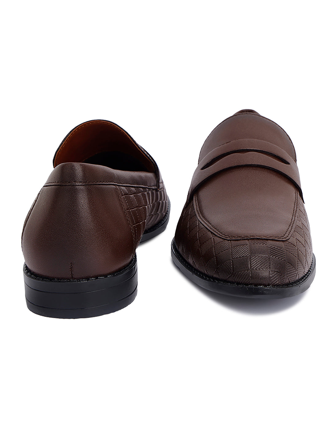 Brunette Brown Embossed Moccasins Slipons for Men