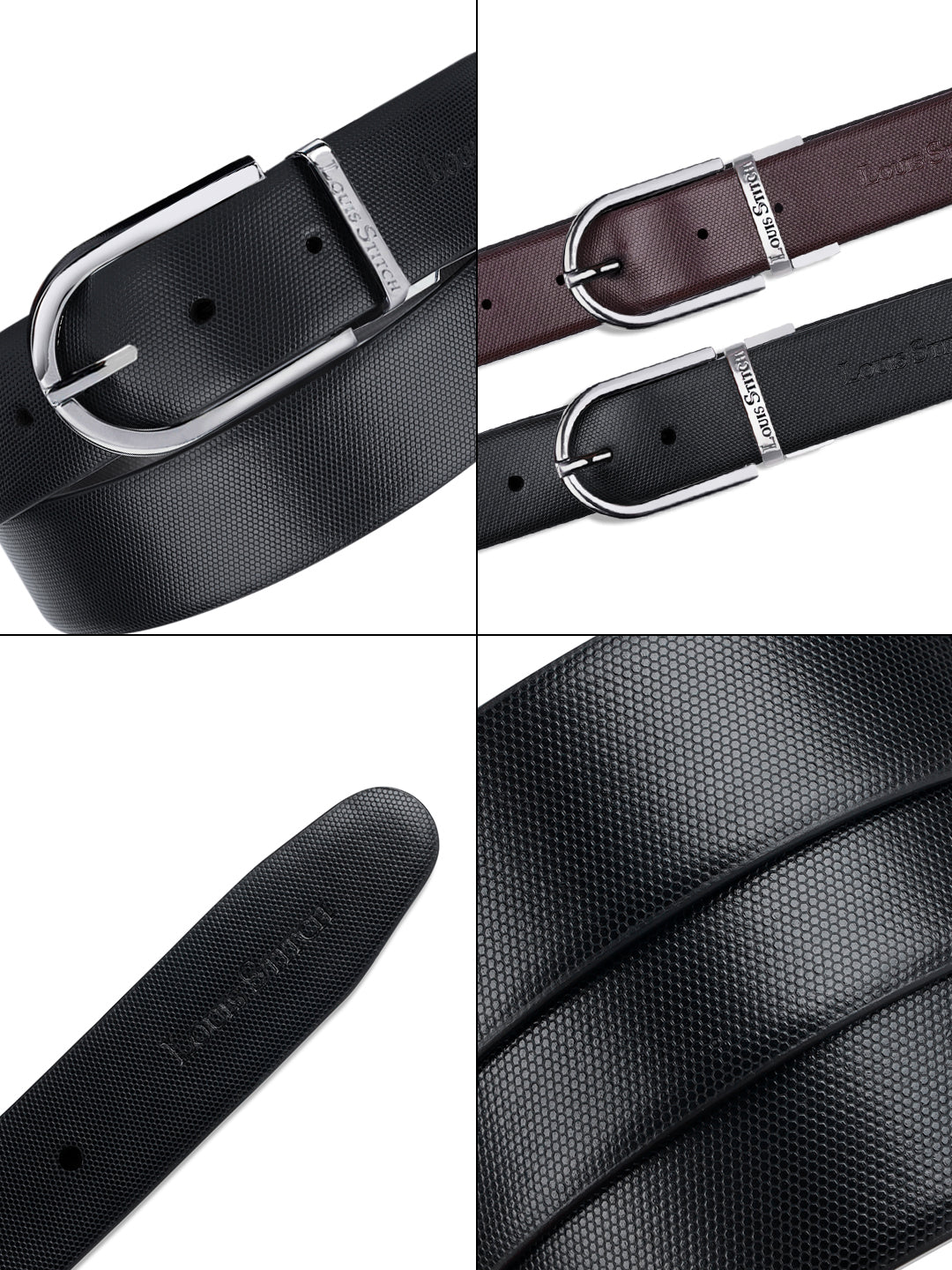 Men's Black & Brown Formal Italian Leather Reversible Belt For Men