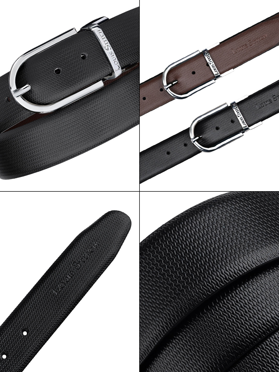 Men's Black & Brown Formal Italian Leather Reversible Belt For Men