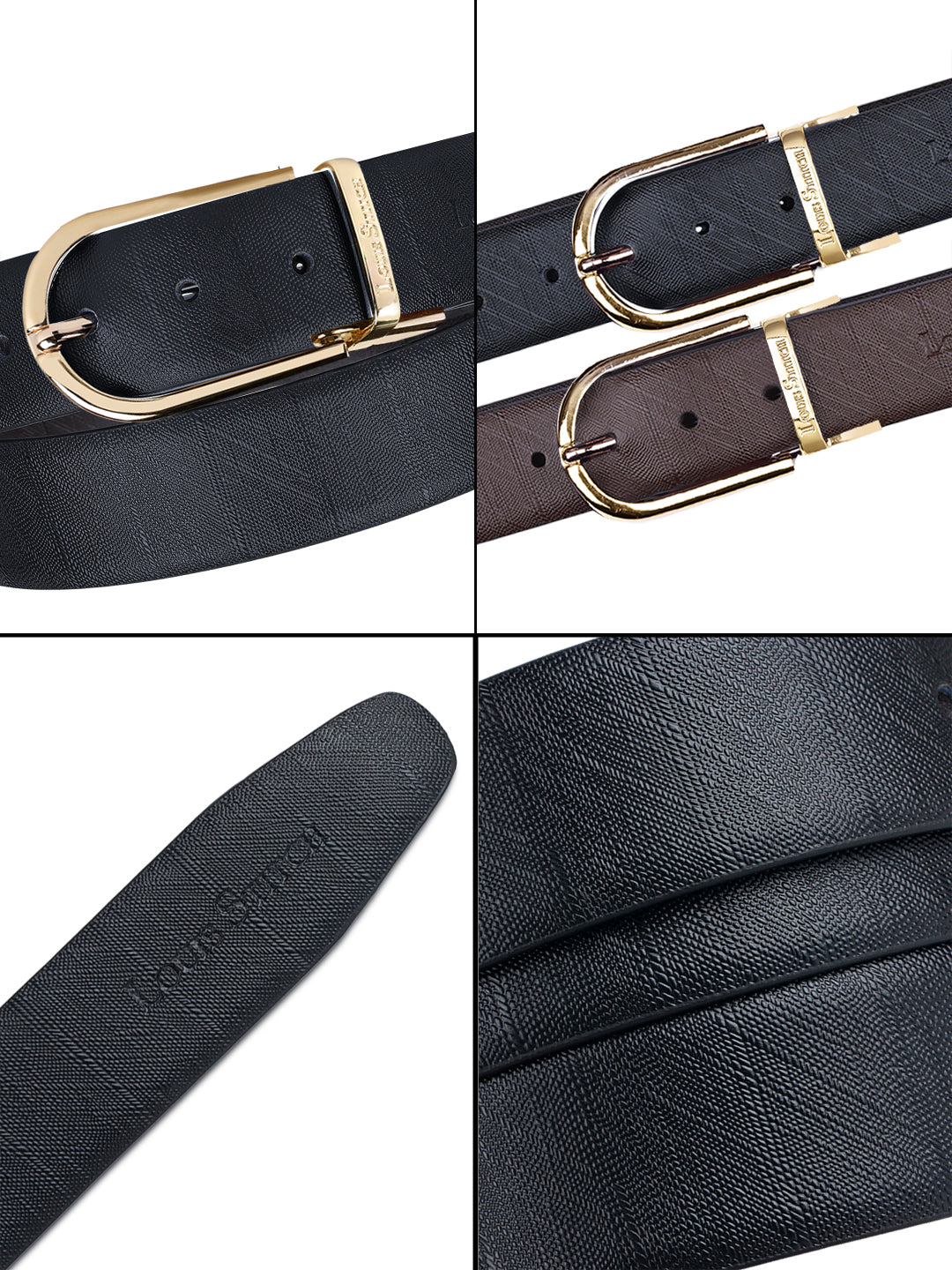 Men's Black & Brown Formal Italian Leather Reversible Belt For Men